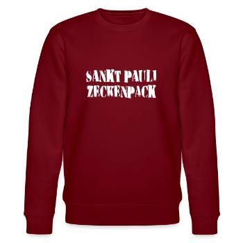 Sankt Pauli Tick Pack - Stanley/Stella CHANGER Unisex Organic Sweatshirt - burgundy - Front - Nik (191cm) & Marisol (170cm)