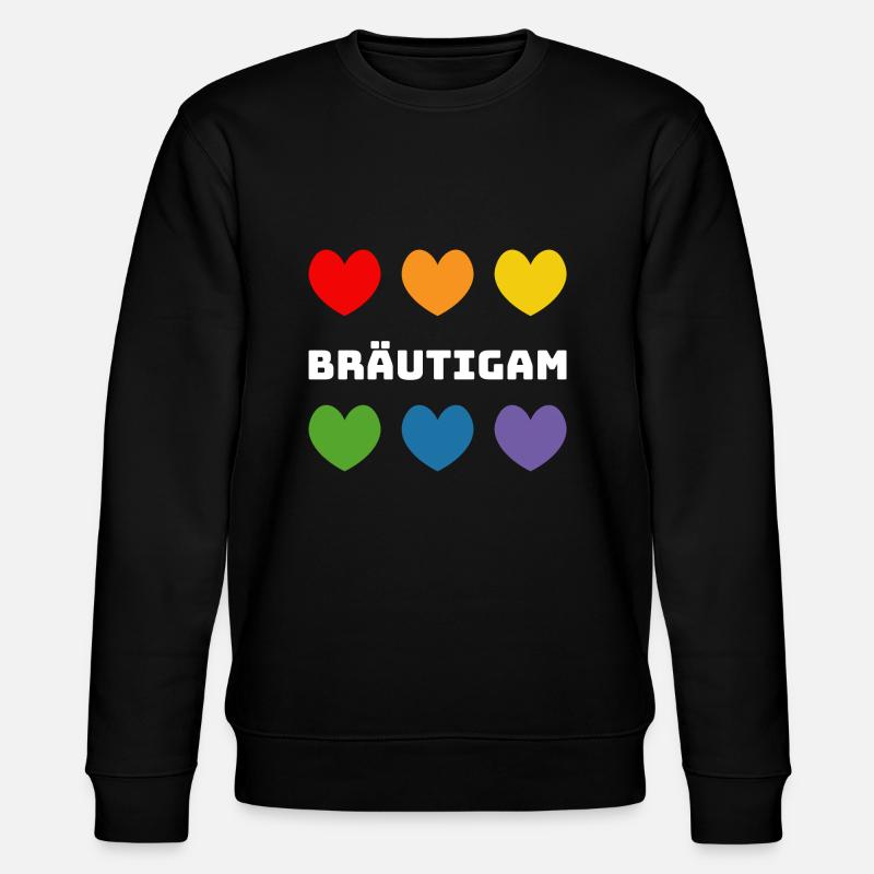 Regenbogenherzchen Braeutigam weiss - Stanley/Stella Unisex Bio-Sweatshirt CHANGER  - Schwarz