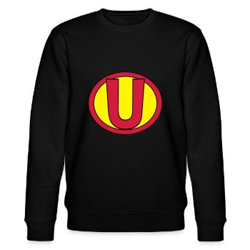 Super, Superheld, Superheldin, Hero, U - Stanley/Stella Unisex Bio-Sweatshirt CHANGER  - Schwarz - Vorne - Nik (191cm) & Marisol (170cm)