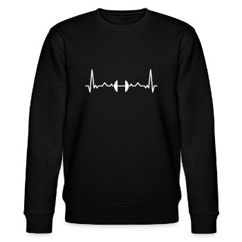 Cooles lustiges Fitness Puls Hantel Gym Geschenk - Stanley/Stella Unisex Bio-Sweatshirt CHANGER  - Schwarz - Vorne - Nik (191cm) & Marisol (170cm)