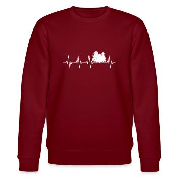 Heartbeat Camping Forest Tree Forester - Stanley/Stella CHANGER Unisex Organic Sweatshirt - burgundy - Front - Nik (191cm) & Marisol (170cm)