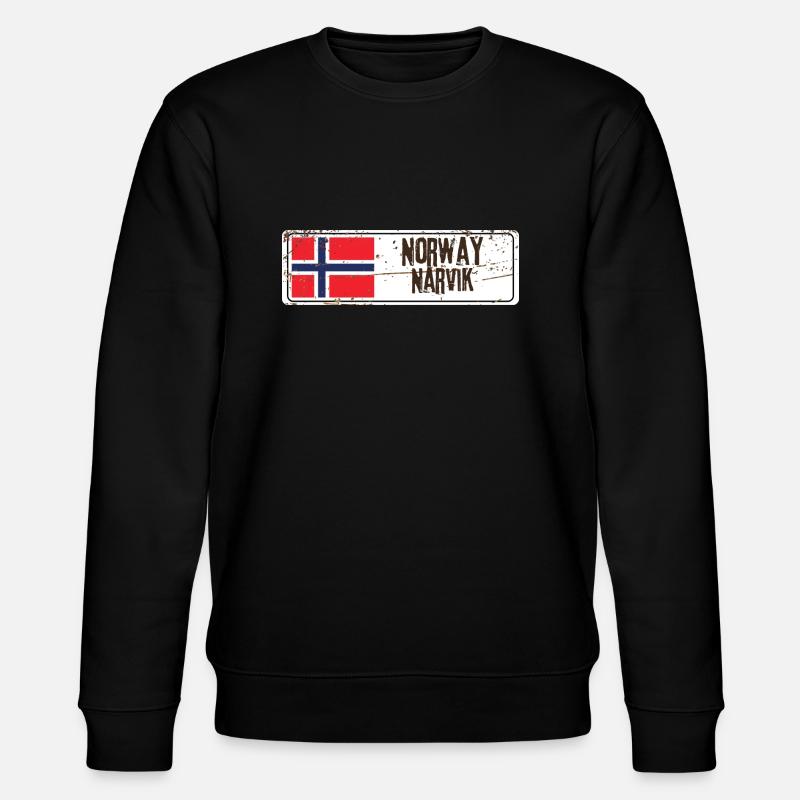 Narvik Norway Flag - Stanley/Stella CHANGER Unisex Organic Sweatshirt - black