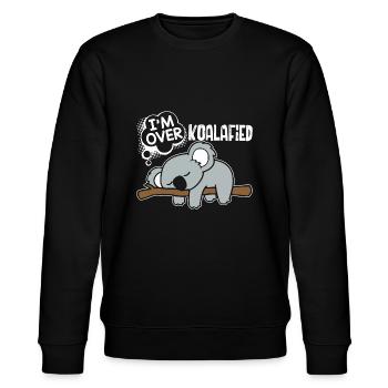 Koala Koala I Am Over Koalafied - Stanley/Stella CHANGER Unisex Organic Sweatshirt - black - Front - Nik (191cm) & Marisol (170cm)