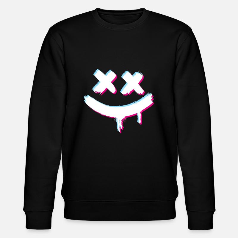 Smiley Smile Glitch Evil - Stanley/Stella CHANGER Unisex Organic Sweatshirt - black
