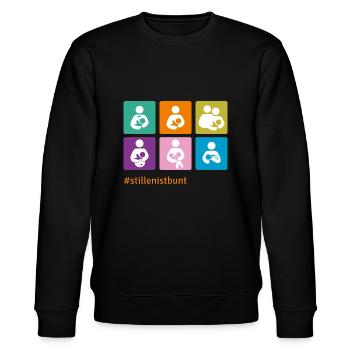 Piktogramme Buntstillen 2023 NEU ohneLogo - Stanley/Stella Unisex Bio-Sweatshirt CHANGER  - Schwarz - Vorne - Nik (191cm) & Marisol (170cm)