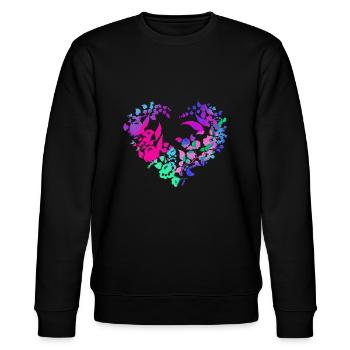 ungarische blumen, blau,blumenherz, Herz, paprika - Stanley/Stella Unisex Bio-Sweatshirt CHANGER  - Schwarz - Vorne - Nik (191cm) & Marisol (170cm)