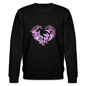 Hungarian flowers,pink,flower heart, heart, paprika - Stanley/Stella CHANGER Unisex Organic Sweatshirt - black - Front - Nik (191cm) & Marisol (170cm)