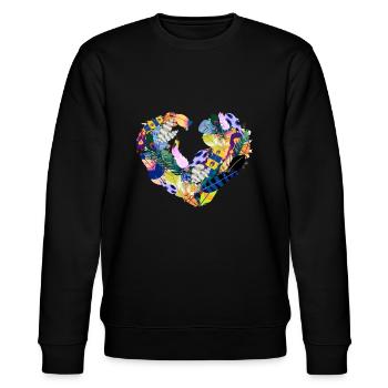 Blumenherz, Blumen,Federn, federherz - Stanley/Stella Unisex Bio-Sweatshirt CHANGER  - Schwarz - Vorne - Nik (191cm) & Marisol (170cm)