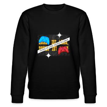 Zocken ist Liebe, Zocken ist Leben Gaming Gamer - Stanley/Stella Unisex Bio-Sweatshirt CHANGER  - Schwarz - Vorne - Nik (191cm) & Marisol (170cm)