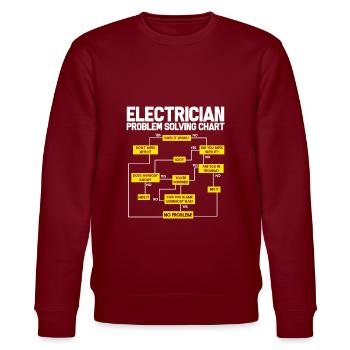 electrician electrical engineering master trainee apprentice - Stanley/Stella CHANGER Unisex Organic Sweatshirt - burgundy - Front - Nik (191cm) & Marisol (170cm)