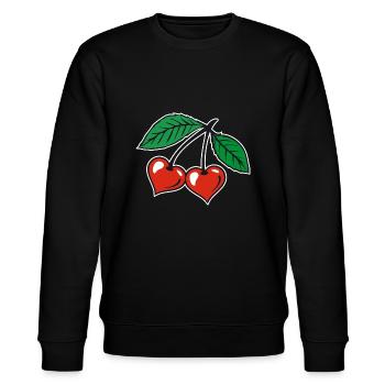 Kirschen - Stanley/Stella Unisex Bio-Sweatshirt CHANGER  - Schwarz - Vorne - Nik (191cm) & Marisol (170cm)