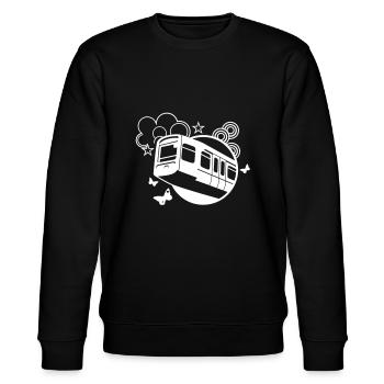 Wuppertal Schwebebahn - Stanley/Stella Unisex Bio-Sweatshirt CHANGER  - Schwarz - Vorne - Nik (191cm) & Marisol (170cm)