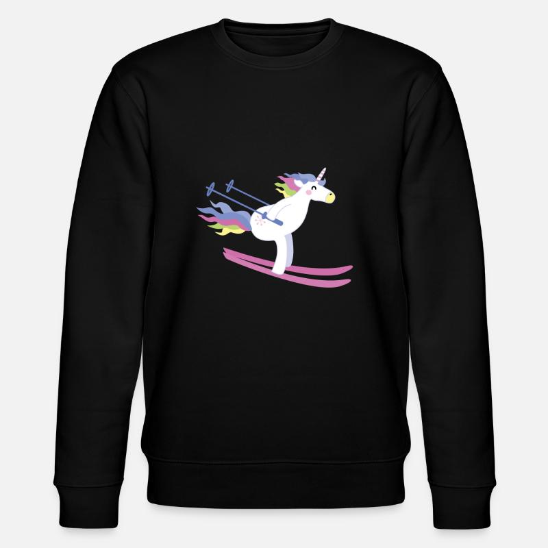 Einhorn auf Ski - Stanley/Stella Unisex Bio-Sweatshirt CHANGER  - Schwarz