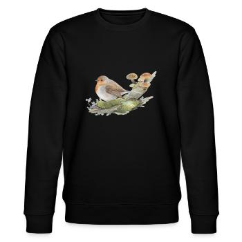 Rotkehlchen im Wald Pilz Liebevolle Aquarell - Stanley/Stella Unisex Bio-Sweatshirt CHANGER  - Schwarz - Vorne - Nik (191cm) & Marisol (170cm)
