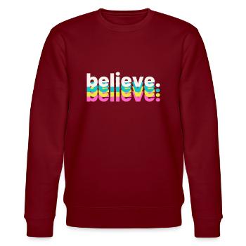 Glauben - Stanley/Stella Unisex Bio-Sweatshirt CHANGER  - Burgunderrot - Vorne - Nik (191cm) & Marisol (170cm)