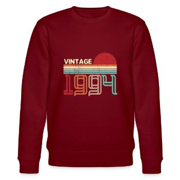 Vintage Geburtstag Retro Sonnenuntergang Design - Stanley/Stella Unisex Bio-Sweatshirt CHANGER  - Burgunderrot - Vorne - Nik (191cm) & Marisol (170cm)
