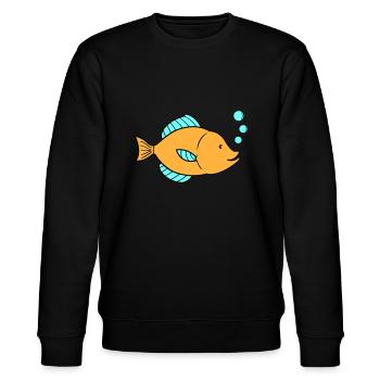 fisch comic 01 - Stanley/Stella Unisex Bio-Sweatshirt CHANGER  - Schwarz - Vorne - Nik (191cm) & Marisol (170cm)