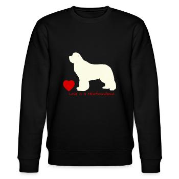 Love is a Newfoundland 013 - Stanley/Stella Unisex Bio-Sweatshirt CHANGER  - Schwarz - Vorne - Nik (191cm) & Marisol (170cm)