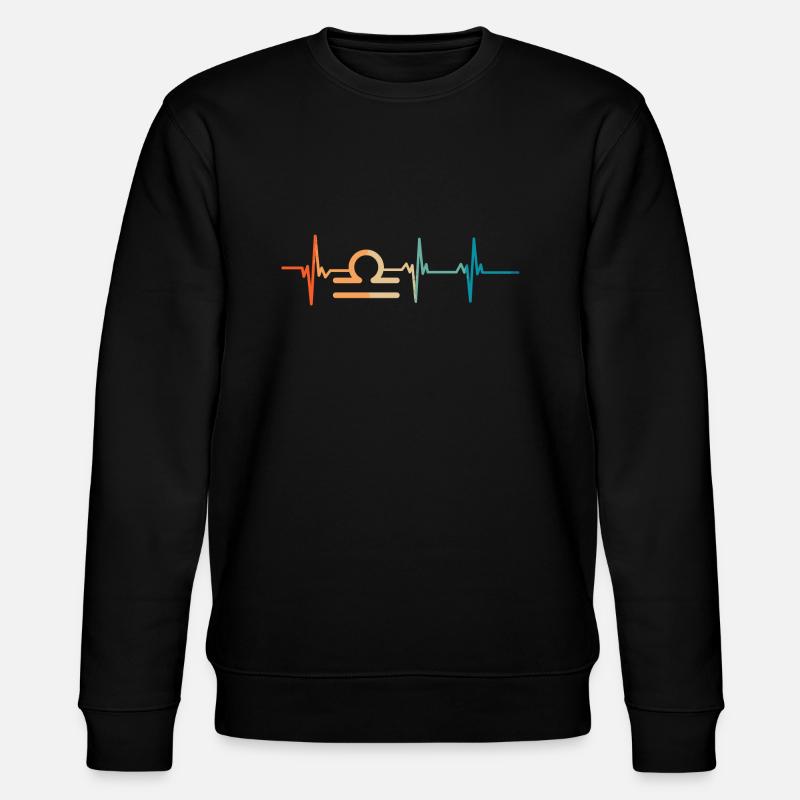 Waage Sternzeichen Herzschlag - Stanley/Stella Unisex Bio-Sweatshirt CHANGER  - Schwarz