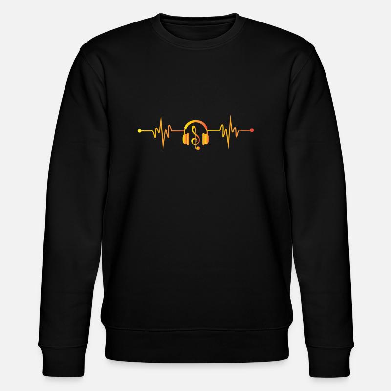 Herzschlag Kopfhörer Musik - Stanley/Stella Unisex Bio-Sweatshirt CHANGER - Schwarz