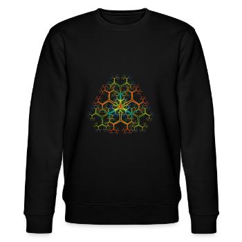 trippy Hippy Psy Shit Fractal - Stanley/Stella Unisex Bio-Sweatshirt CHANGER  - Schwarz - Vorne - Nik (191cm) & Marisol (170cm)