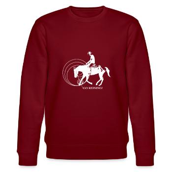 Westernreiten | Westernriding | Reining - Stanley/Stella Unisex Bio-Sweatshirt CHANGER  - Burgunderrot - Vorne - Nik (191cm) & Marisol (170cm)
