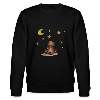 Petit ours, étoiles et lune - Sweat bio CHANGER Stanley/Stella Unisexe - noir - Devant - Nik (191cm) & Marisol (170cm)