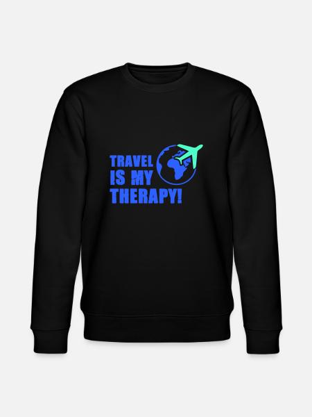 travel is my therapy - Stanley/Stella CHANGER Unisex Organic Sweatshirt - black