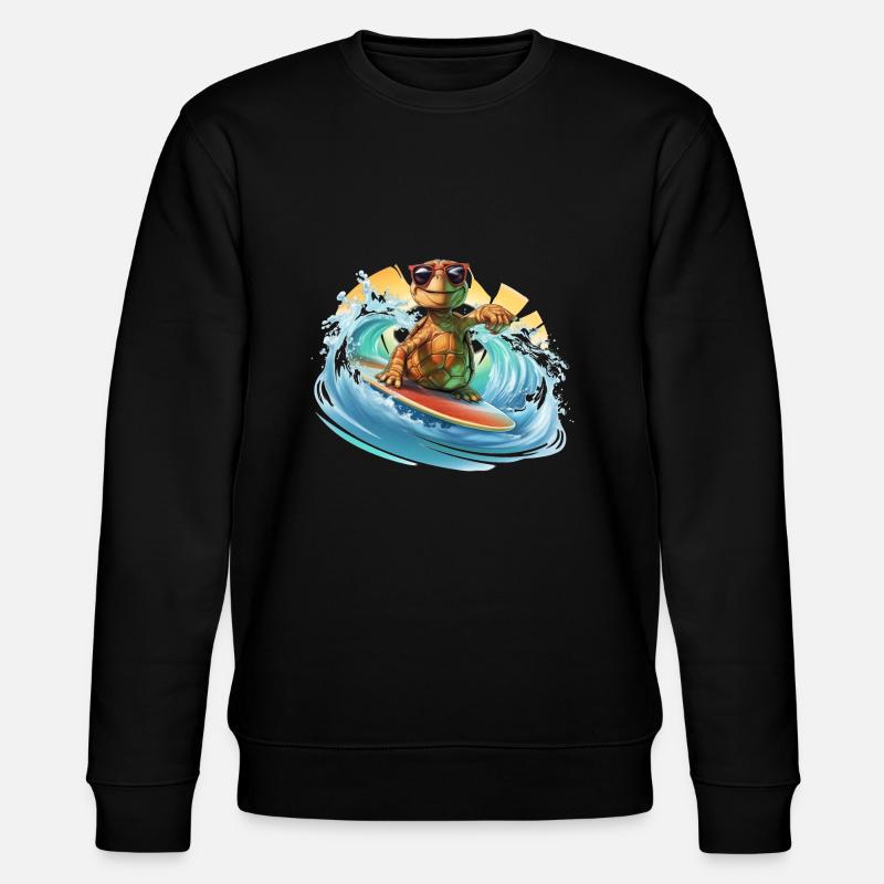 Surfende Schildkröte - Stanley/Stella Unisex Bio-Sweatshirt CHANGER  - Schwarz