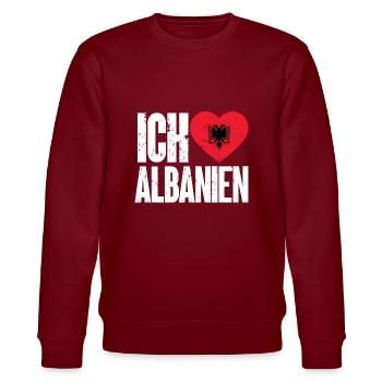 Albanische Flagge Albanischer Adler Shqiponja - Stanley/Stella Unisex Bio-Sweatshirt CHANGER  - Burgunderrot - Vorne - Nik (191cm) & Marisol (170cm)