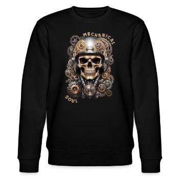 Biker Schädel Schädel Steampunk mechanisches Motorrad - Stanley/Stella Unisex Bio-Sweatshirt CHANGER  - Schwarz - Vorne - Nik (191cm) & Marisol (170cm)