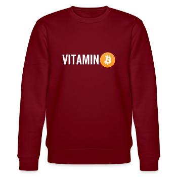 Vitamin Bitcoin - Stanley/Stella Unisex Bio-Sweatshirt CHANGER  - Burgunderrot - Vorne - Nik (191cm) & Marisol (170cm)