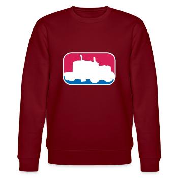 LKW Truck Lastkraftwagen Brummi lustiges Geschenk - Stanley/Stella Unisex Bio-Sweatshirt CHANGER  - Burgunderrot - Vorne - Nik (191cm) & Marisol (170cm)