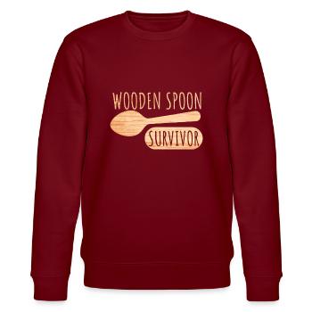 Wooden Spoon Survivor - Stanley/Stella CHANGER Unisex Organic Sweatshirt - burgundy - Front - Nik (191cm) & Marisol (170cm)
