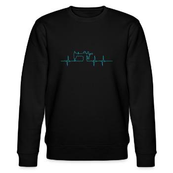 Sewing machines heartbeat - Stanley/Stella CHANGER Unisex Organic Sweatshirt - black - Front - Nik (191cm) & Marisol (170cm)