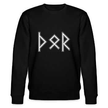 THOR - Stanley/Stella Unisex Bio-Sweatshirt CHANGER  - Schwarz - Vorne - Nik (191cm) & Marisol (170cm)
