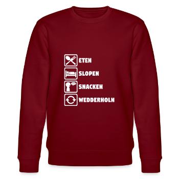 Low German - Stanley/Stella CHANGER Unisex Organic Sweatshirt - burgundy - Front - Nik (191cm) & Marisol (170cm)
