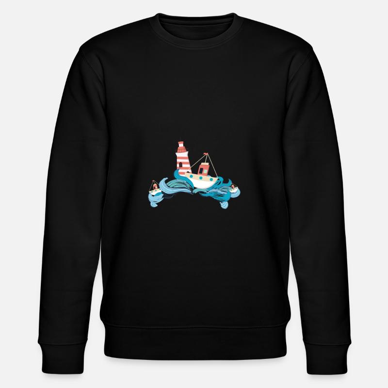 Boot Leuchtturm Meer Segeln See Ozean - Stanley/Stella Unisex Bio-Sweatshirt CHANGER  - Schwarz