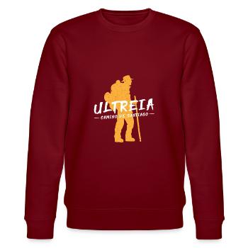 Camino de Santaigo. Jakobsweg, Ultreia T-Shirt Tee - Stanley/Stella Unisex Bio-Sweatshirt CHANGER  - Burgunderrot - Vorne - Nik (191cm) & Marisol (170cm)