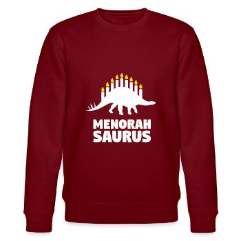 Menorasaurus - Tolle Geschenkidee Juden, Chanuka - Stanley/Stella Unisex Bio-Sweatshirt CHANGER  - Burgunderrot - Vorne - Nik (191cm) & Marisol (170cm)