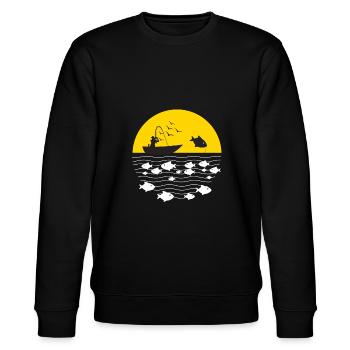 Angeln Fischfang Angelspot Köder Geschenk Forelle - Stanley/Stella Unisex Bio-Sweatshirt CHANGER  - Schwarz - Vorne - Nik (191cm) & Marisol (170cm)