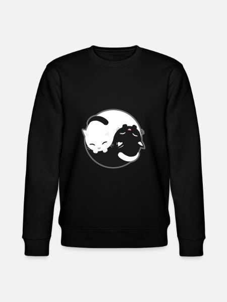 Cat - Yin Yang Cats Black and White Gift - Stanley/Stella CHANGER Unisex Organic Sweatshirt - black