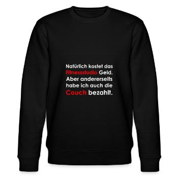 Fitnessstudio und Couch - Stanley/Stella Unisex Bio-Sweatshirt CHANGER  - Schwarz - Vorne - Nik (191cm) & Marisol (170cm)