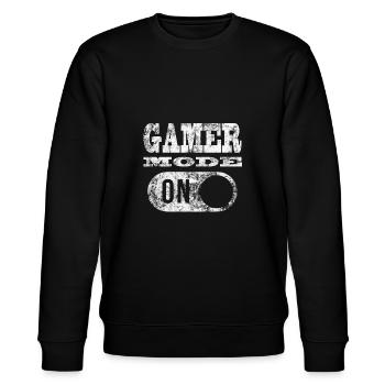 GAMER MODUS AN! GAMER GAMER GAMER GAMER GAMER - Stanley/Stella Unisex Bio-Sweatshirt CHANGER  - Schwarz - Vorne - Nik (191cm) & Marisol (170cm)