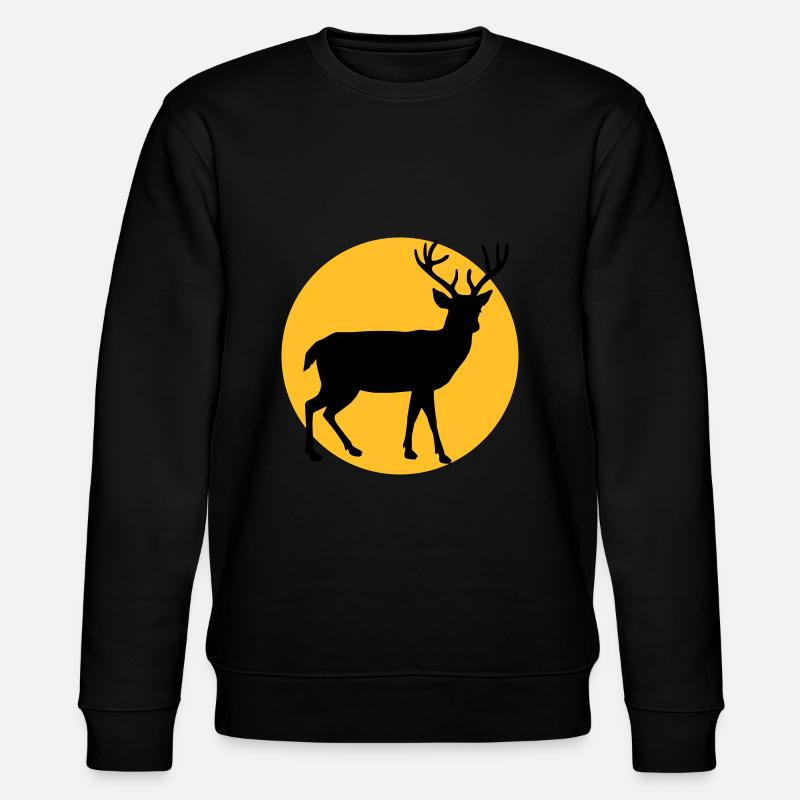 Deer with moon and sunset - Stanley/Stella CHANGER Unisex Organic Sweatshirt - black