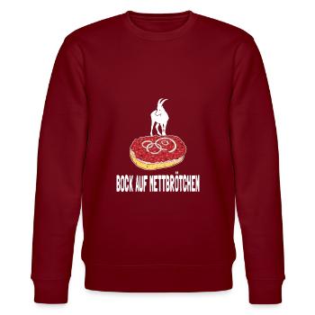 Mettbrötchen Mett Mettigel - Stanley/Stella Unisex Bio-Sweatshirt CHANGER  - Burgunderrot - Vorne - Nik (191cm) & Marisol (170cm)