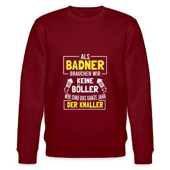 Badner Badener Karlsruhe Freiburg - Stanley/Stella Unisex Bio-Sweatshirt CHANGER  - Burgunderrot - Vorne - Nik (191cm) & Marisol (170cm)