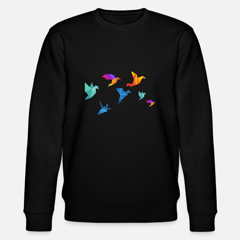 Mehrfarbige Papiervögel - Stanley/Stella Unisex Bio-Sweatshirt CHANGER  - Schwarz