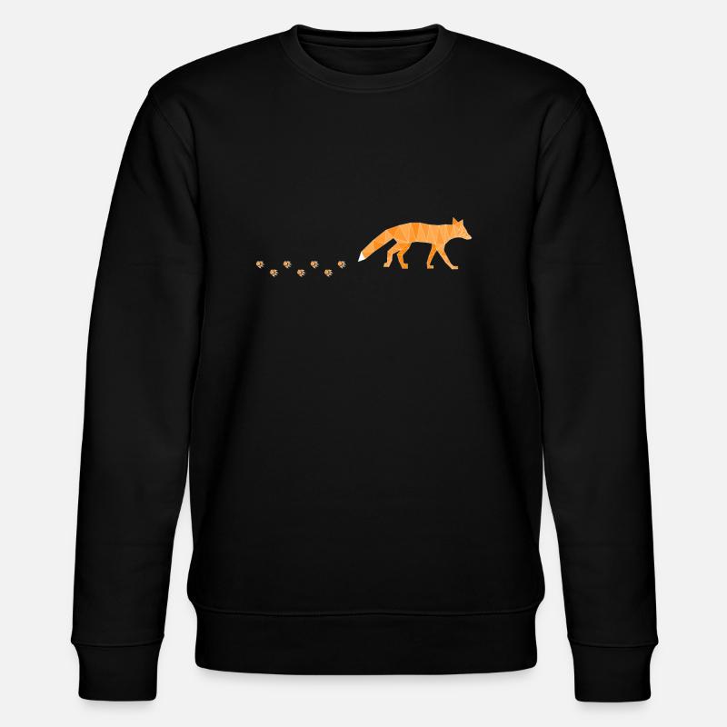 Polygonal Fox with Footprints - Stanley/Stella Unisex Bio-Sweatshirt CHANGER  - Schwarz