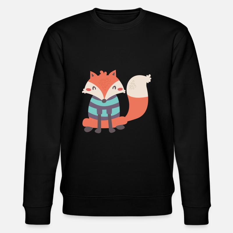 Süßer Fuchs mit Ringelpulli - Stanley/Stella Unisex Bio-Sweatshirt CHANGER - Schwarz